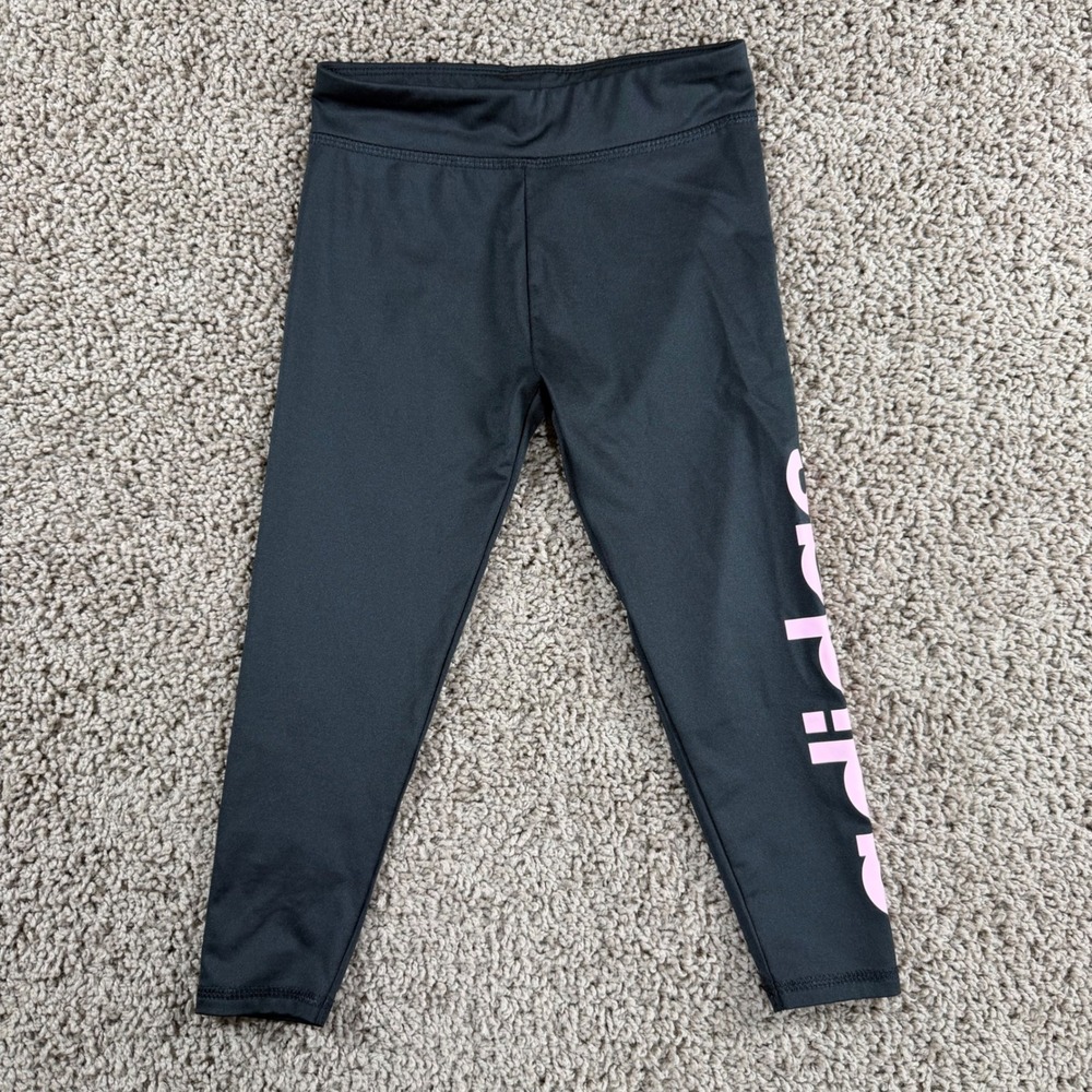 Adidas Kids Girls‎ Black Pink Logo Athletic Leggings Size 4 activeear sporty
